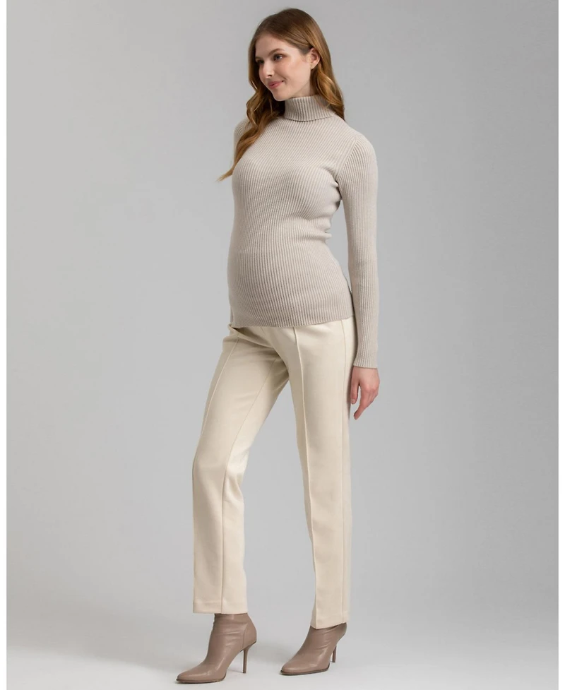 Maternity Long Sleeve Turtleneck Rib Knit Jumper Aurora