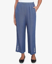 Alfred Dunner Women's Summer Solstice Relaxed Button Detail Ankle Pants