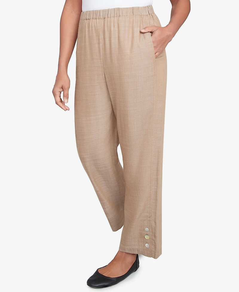 Alfred Dunner Women's Summer Solstice Relaxed Button Detail Ankle Pants
