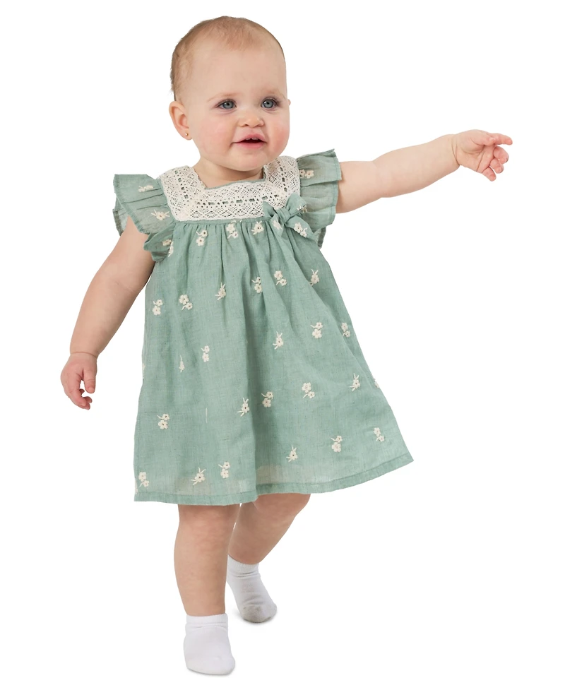 Rare Editions Baby Girls Eyelet Crochet-Trim Dress