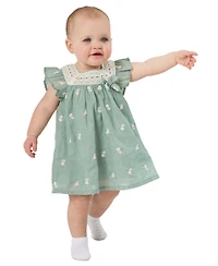Rare Editions Baby Girls Eyelet Crochet-Trim Dress