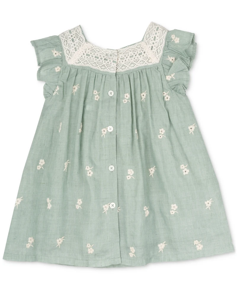 Rare Editions Baby Girls Eyelet Crochet-Trim Dress