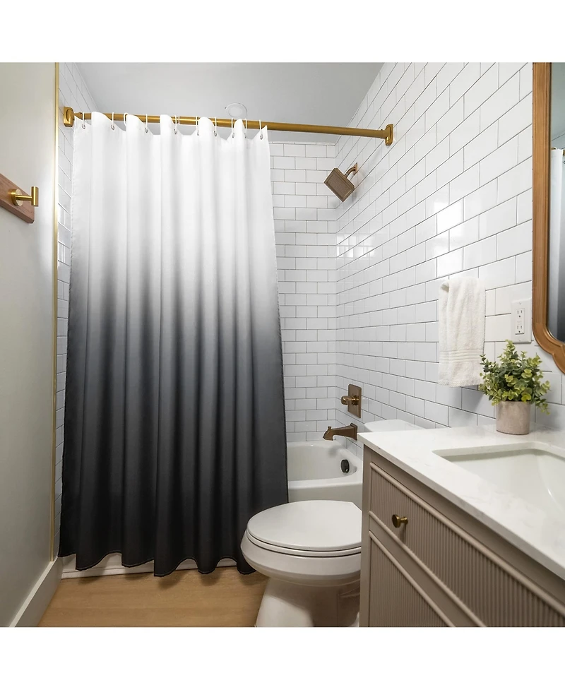 Americanflat 71x74 Ombre Grey Shower Curtain - Water Resistant - Polyester Fabric