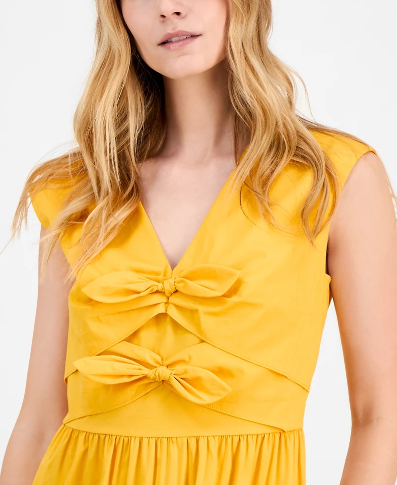 Anne Klein Women's Bow-Front Sleeveless Midi Dress