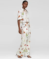 Avec Les Filles Women's Printed High-Rise Wide-Leg Pants