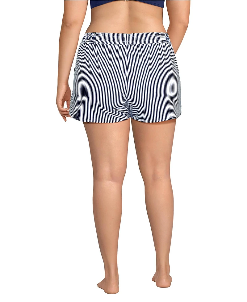 Lands' End Plus Size 3" Packable Cover-up Swim Shorts