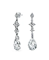 Bling Jewelry Briolette Faceted Teardrop Pear Shape Cubic Zirconia Cz Chandelier Earrings Sterling Silver
