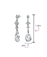 Bling Jewelry Briolette Faceted Teardrop Pear Shape Cubic Zirconia Cz Chandelier Earrings Sterling Silver