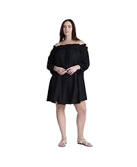 Eloquii Women's Ruffle Neckline Mini Dress
