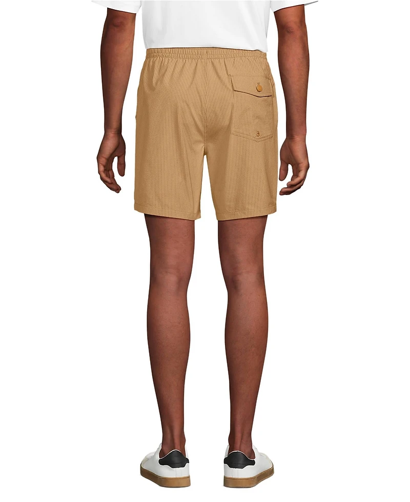 Lands' End Men's 7" Seersucker Beach to Boardwalk Pull On Shorts