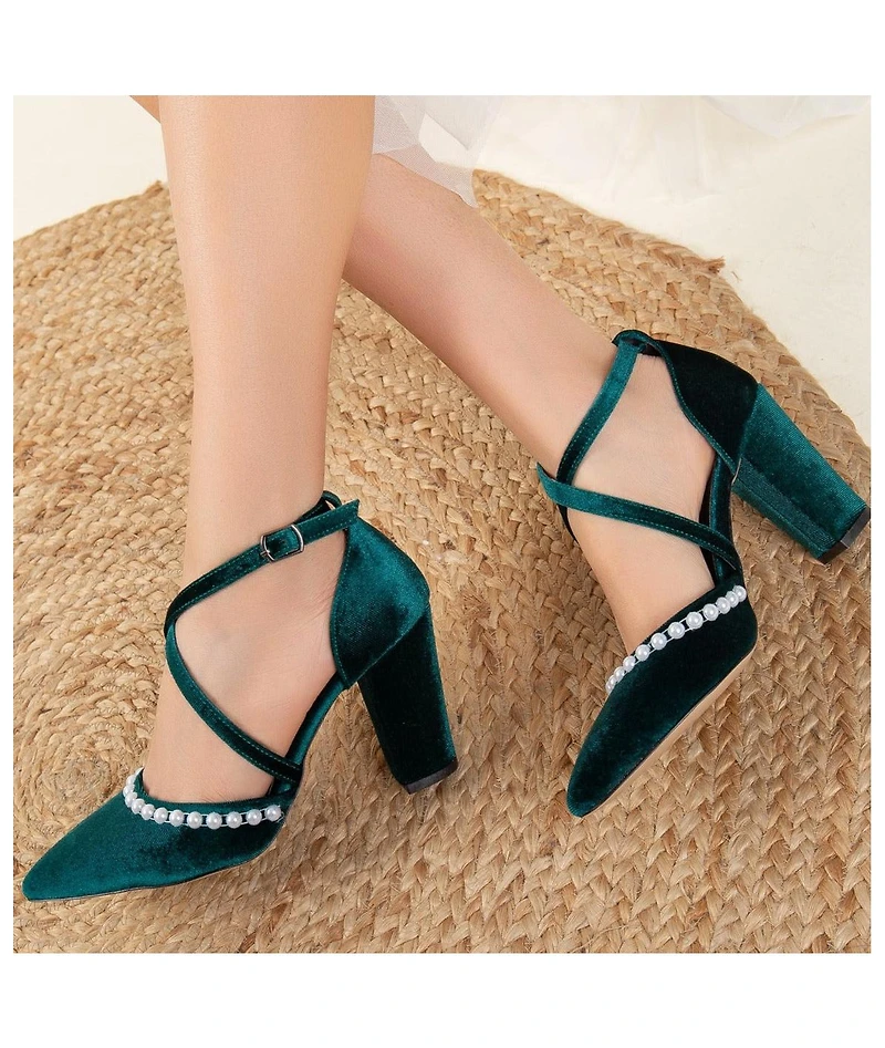Sina Criss Cross High Block Heels