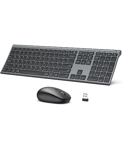 DK03 Bluetooth Keyboard and Mouse, Rechargeable Dual-Mode (Bluetooth 4.2 + 2.4G) Wireless Keyboard and Mouse Combo