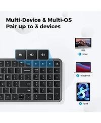 BK20 Bluetooth Keyboard, Wireless Keyboard with Numeric Keypad, Multi-Device Rechargeable and Stable Connection