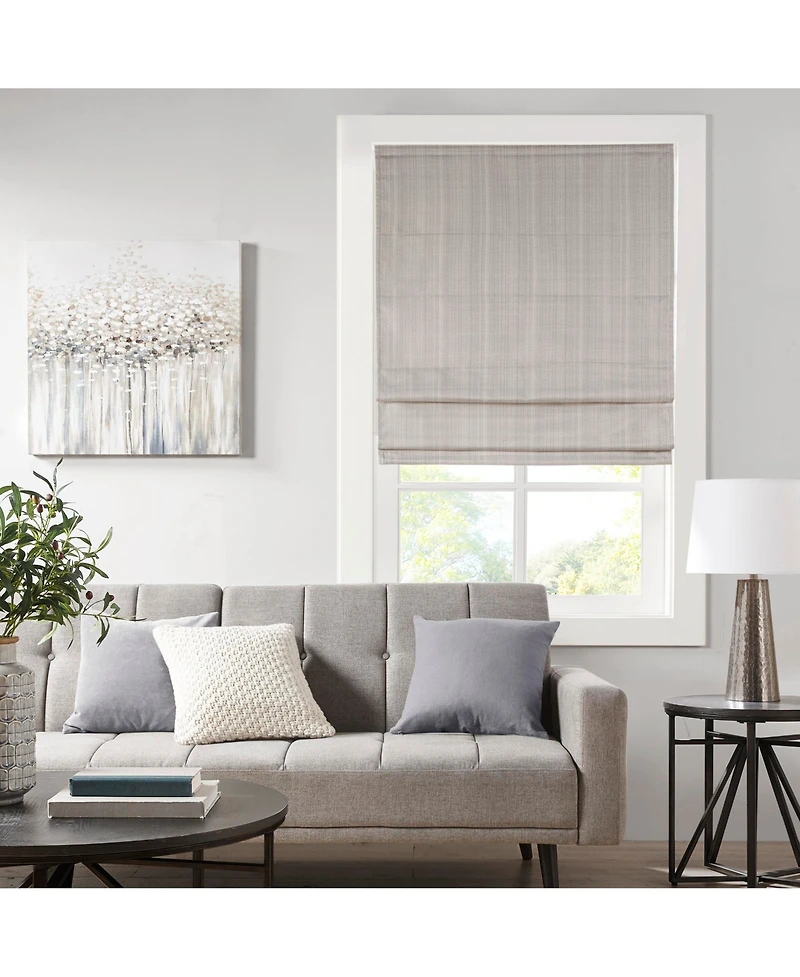 Basketweave Room Darkening Cordless Roman Shade, Single Panel for Bedroom, Thermal Insulated Window Blind Treatment for Living Room