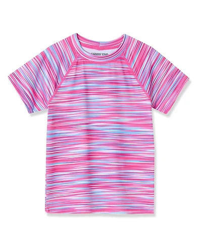 Lands' End Girls Short Sleeve Crew Neck Swim Rash Guard