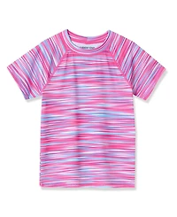 Lands' End Girls Short Sleeve Crew Neck Swim Rash Guard