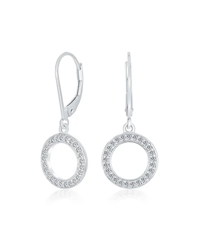 Bling Jewelry Elegant Cz Pave Open Circle Drop Earrings Gold Plated Leverback