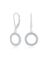 Bling Jewelry Elegant Cz Pave Open Circle Drop Earrings Gold Plated Leverback