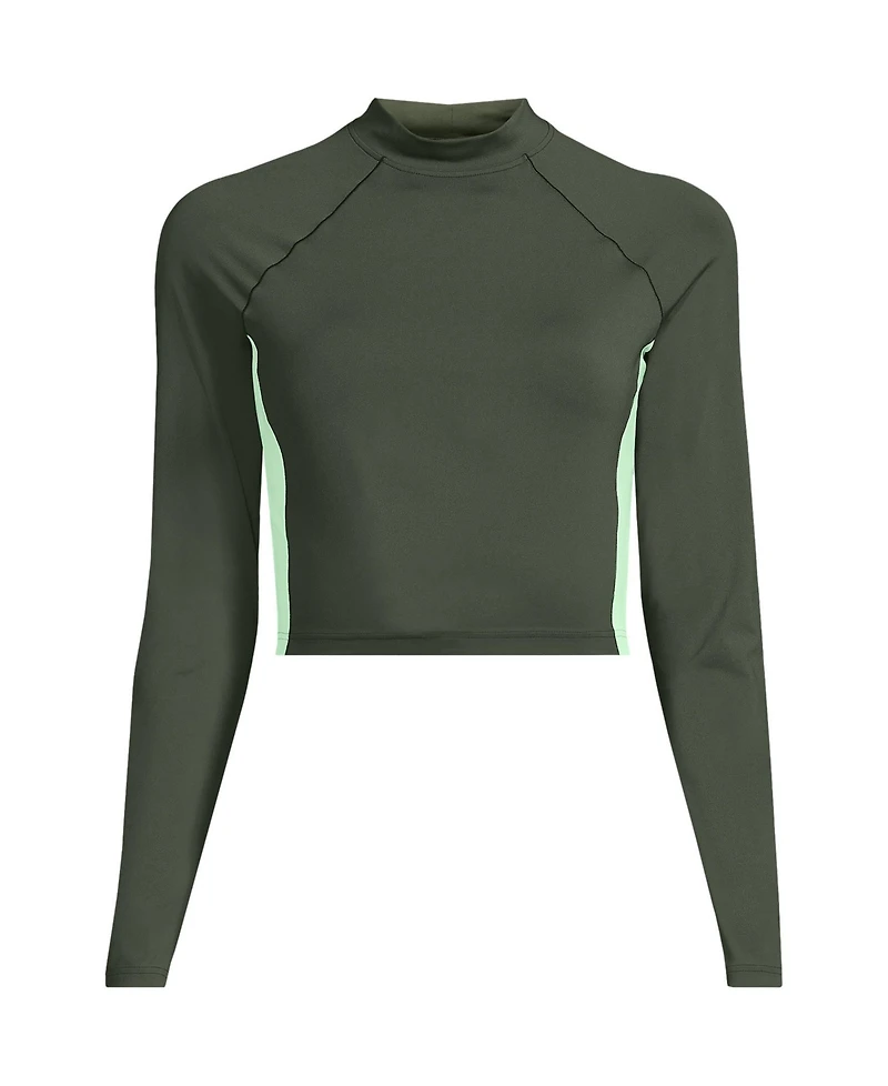 Lands' End Plus SunShade Upf 50 Long Sleeve Cropped Rash Guard