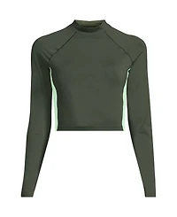 Lands' End Plus SunShade Upf 50 Long Sleeve Cropped Rash Guard