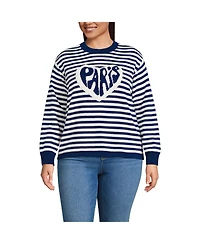 Lands' End Plus Drifter Jacquard Crew Neck Sweater