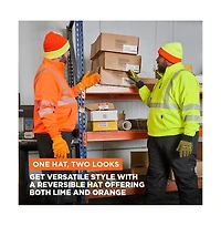 RefrigiWear Men's HiVis Reversible Knit Cap - High Visibility Safety Beanie with Dual-Side Warmth