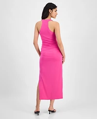 Bar Iii Women's Cowlneck Ruched Side-Slit Dress, Exclusively at Macy's