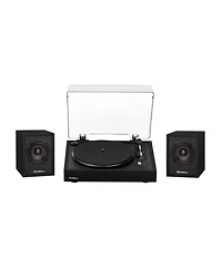 Electrohome Montrose, Upgradable Vinyl Record Player with Huntley, Powered Bluetooth Bookshelf Speakers, 3" Driver, for Warm Natural Sound, Teak
