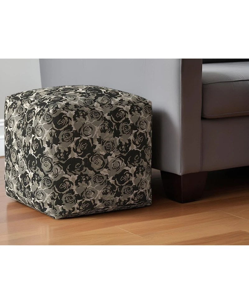 Canvas Pouf Ottoman with Floral Design – Decorative and Comfortable