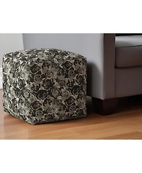 Canvas Pouf Ottoman with Floral Design – Decorative and Comfortable