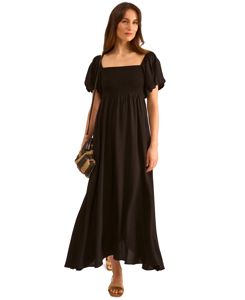 Vince Camuto Women's Smocked Empire-Waist Puffed-Sleeve Dress