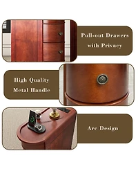 Solid Wood Nightstand with Integrated Charging Station