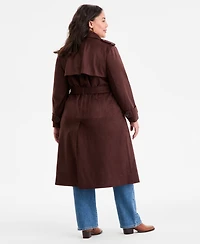 Bcbgmaxazria Plus Double-Breasted Faux-Suede Belted Trench Coat