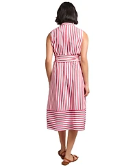Jones New York Petite Striped Midi Shirtdress