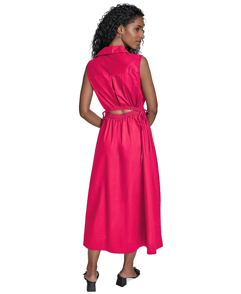Calvin Klein Women's Cotton Drawstring Sleeveless Midi Dress
