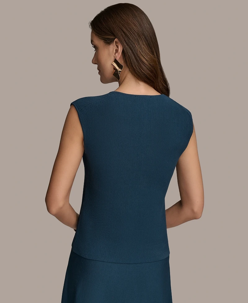 Donna Karan New York Women's Cap-Sleeve Sweater Knit Top