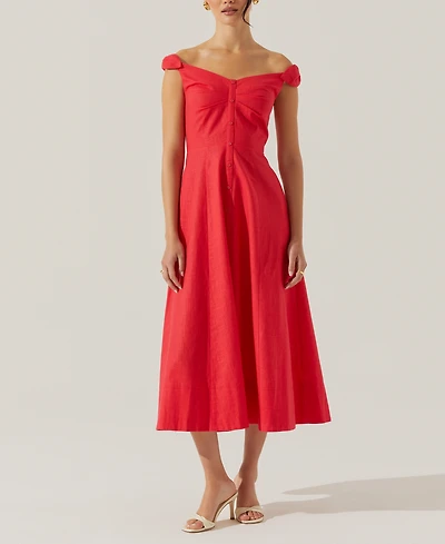Astr the Label Women's Charelin Off-The-Shoulder Linen-Blend Midi Dress
