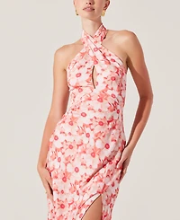 Astr the Label Women's Marissa Floral Print Halter Midi Dress
