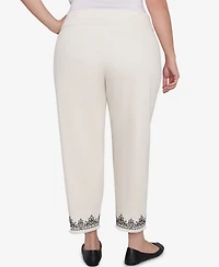 Alfred Dunner Plus Natural Instinct Classic Cuffed Medallion Pull On Ankle Pants
