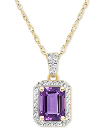 Garnet (1-7/8 ct. t.w.) & Lab-Created White Sapphire (1/5 Emerald-Cut Halo 18" Pendant Necklace 10k Yellow Gold (Also Citrine Amethy