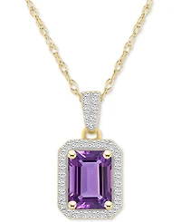 Garnet (1-7/8 ct. t.w.) & Lab-Created White Sapphire (1/5 Emerald-Cut Halo 18" Pendant Necklace 10k Yellow Gold (Also Citrine Amethy