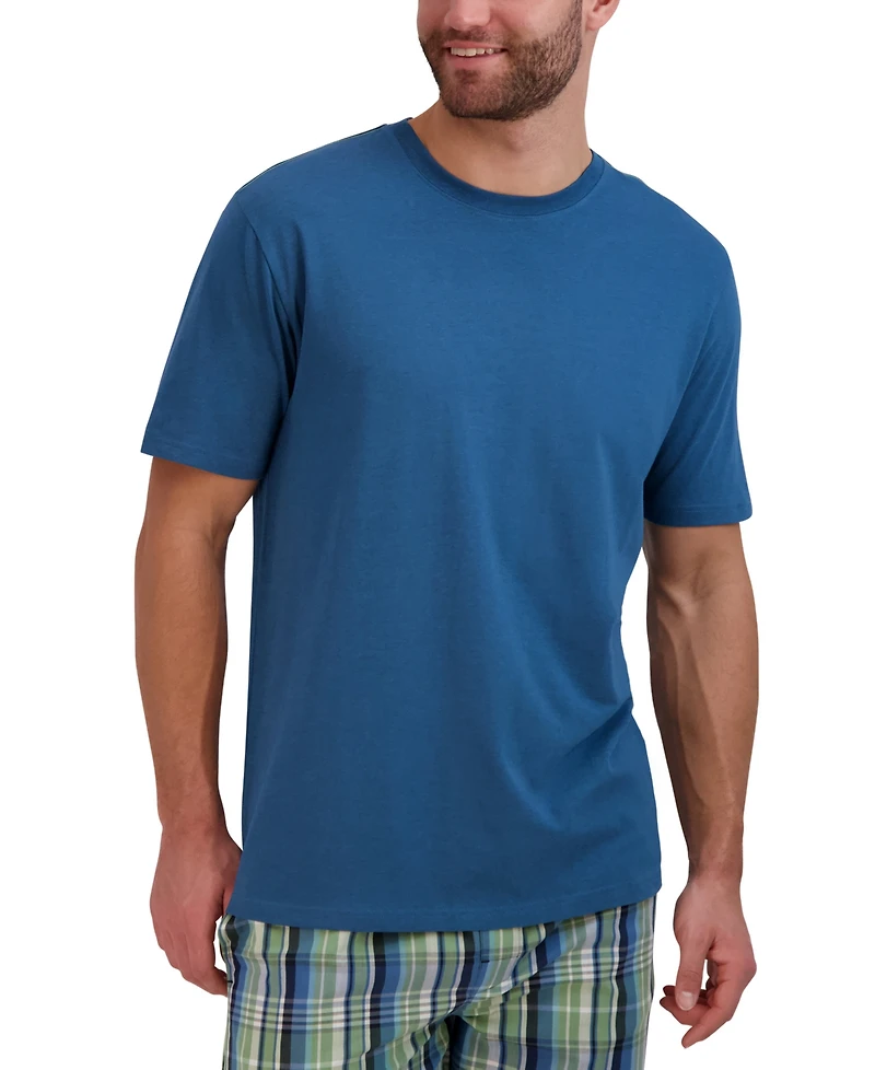 Hanes Men's 2-Pc. Relaxed-Fit Sleep T-Shirt & Stretch Plaid Pajama Pants Set