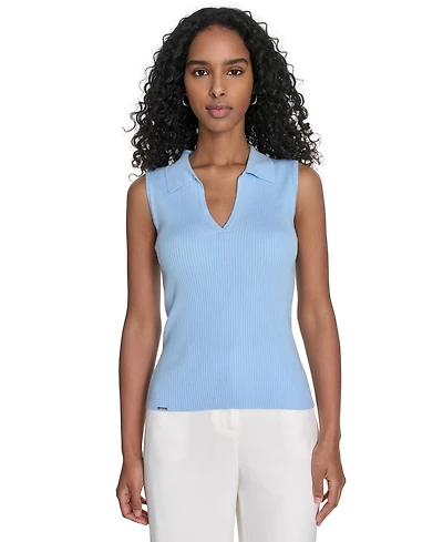 Calvin Klein Women's Sleeveless Collared V-Neck Top