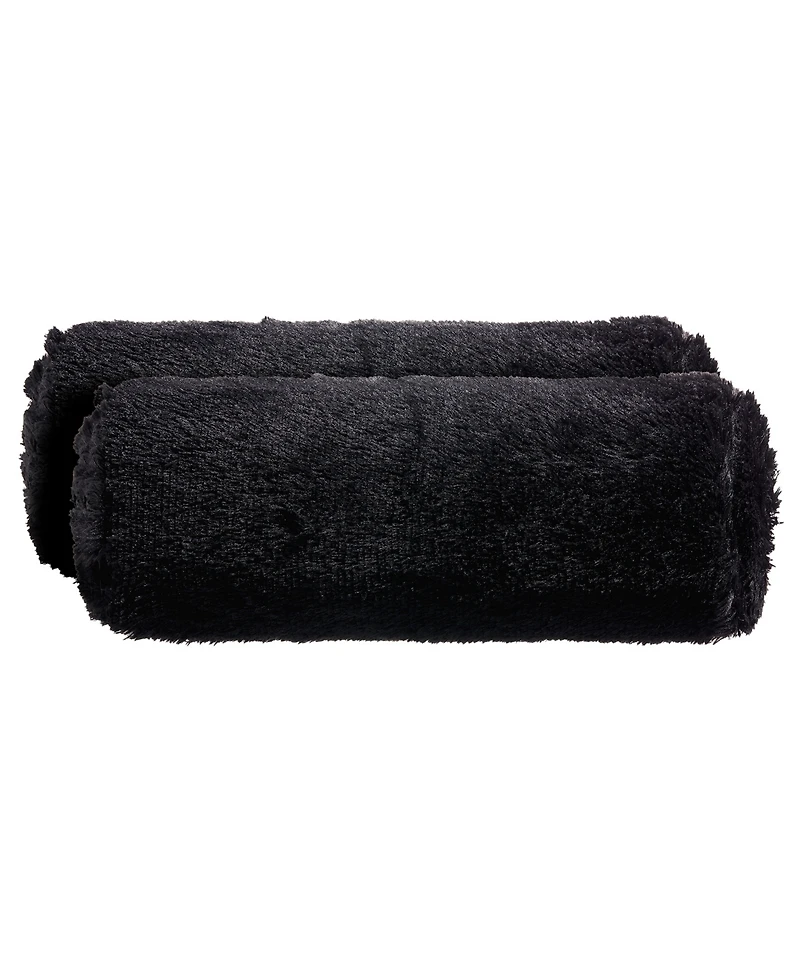 Cheer Collection Shaggy Bolster Decorative Pillow Set, 8" x 24"