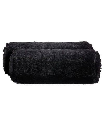 Cheer Collection Shaggy Bolster Decorative Pillow Set, 8" x 24"