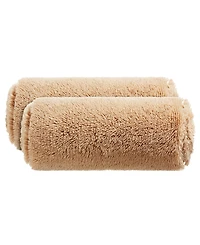 Cheer Collection Shaggy Bolster Decorative Pillow Set, 8" x 24"