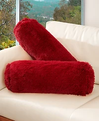 Cheer Collection Shaggy Bolster Decorative Pillow Set, 8" x 24"