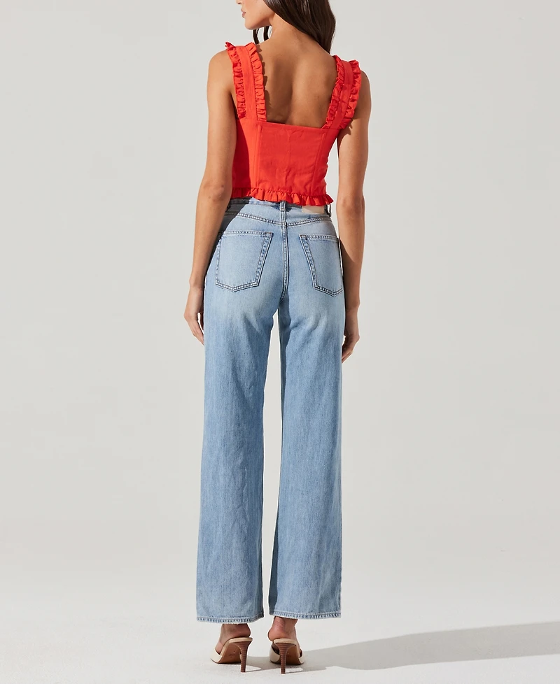 Astr the Label Women's Raelyn Ruffled Sweetheart Top