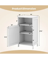 Gymax Bathroom Floor Storage Cabinet Side Table Adjustable Shelf Organize Freestanding