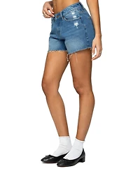 Edikted Womens Scottie Low Rise Denim Shorts